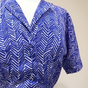 Vintage Bright Blue Herringbone Dress